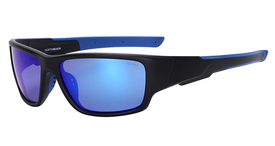North Beach Luxy Satin Black Ice Blue Mirror Polarised
