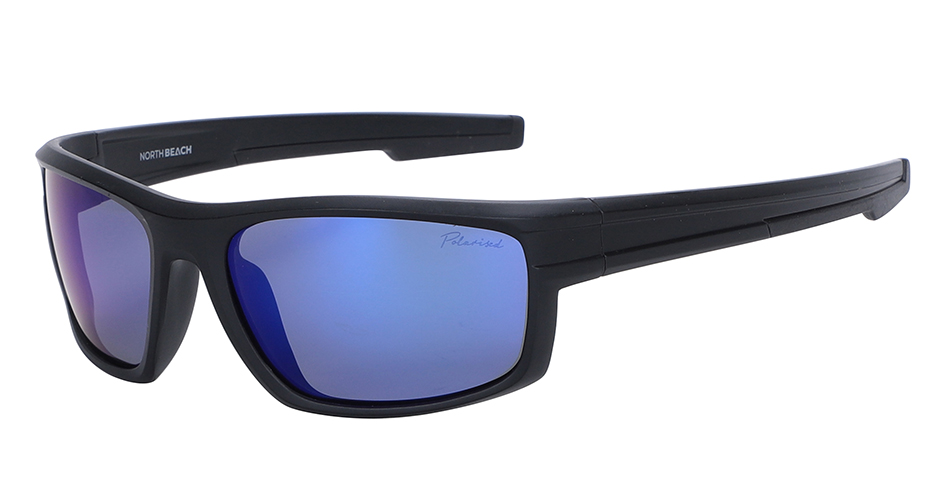 North Beach Zark Satin Black Blue Mirror Polarised