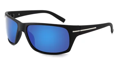 BB Style Wire Satin Black Blue Mirror Polarised