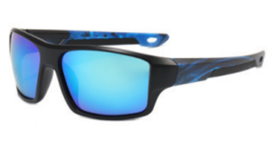 Pacific Maze Satin Black Blue Mirror Polarised
