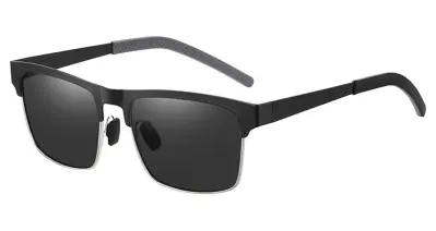 BB Style Stich Satin Black Silver Grey Polarised